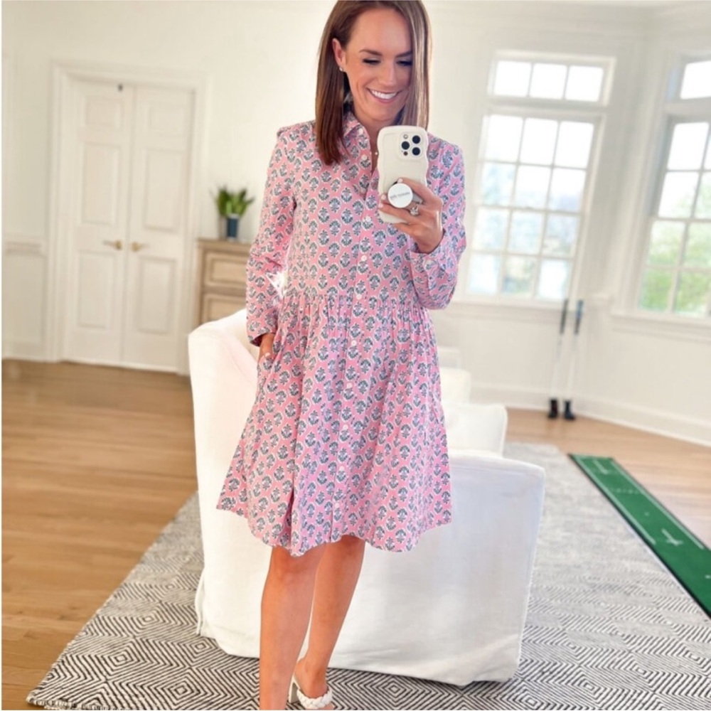 J. Crew Factory Pink Floral Long Sleeve Shirt Dress Size 10